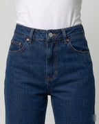 Blaue Vintage Denim Jeans High Waist Gerade Hose