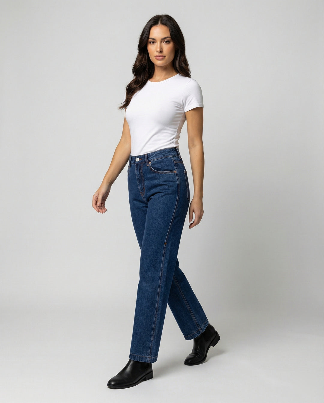 Blaue Vintage Denim Jeans High Waist Gerade Hose