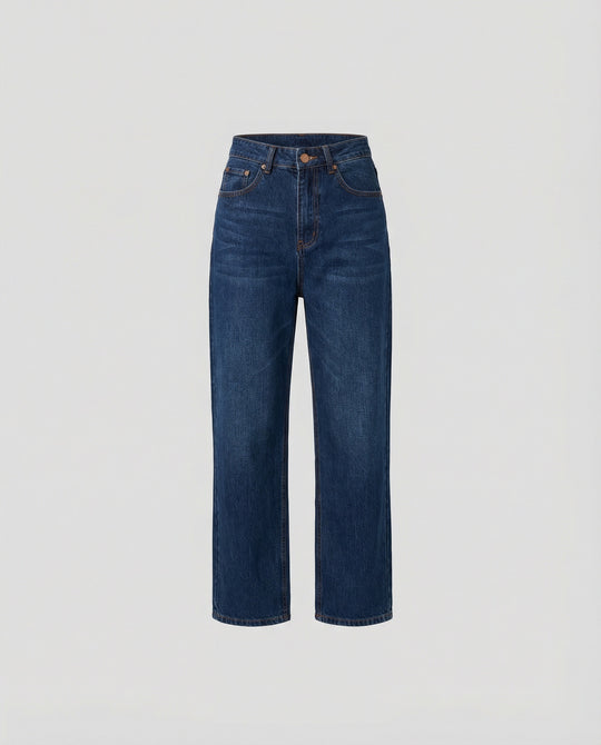 Blaue Vintage Denim Jeans High Waist Gerade Hose
