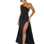 Damen Maxi-Kleid mit asymmetrischem Ausschnitt und eleganten Teilungsnähten R&B