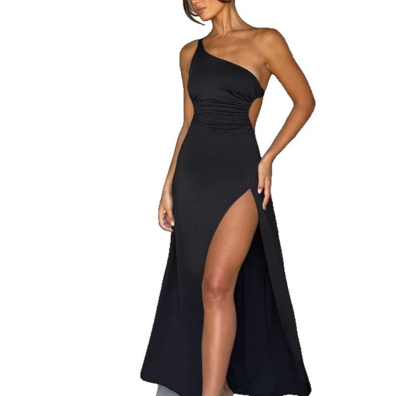 Damen Maxi-Kleid mit asymmetrischem Ausschnitt und eleganten Teilungsnähten R&B