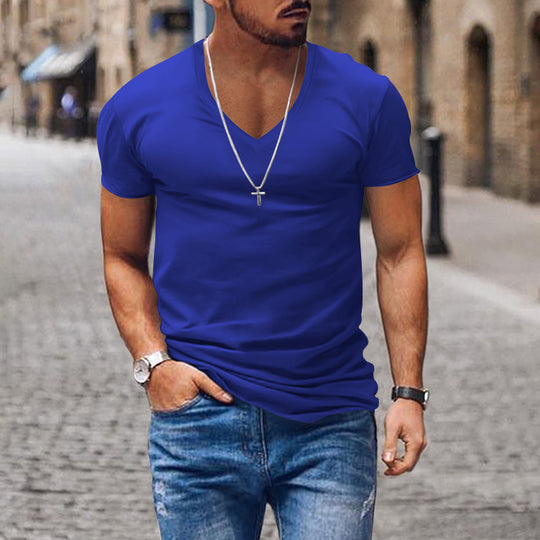 Herren lässiges V-Ausschnitt T-Shirt R&B
