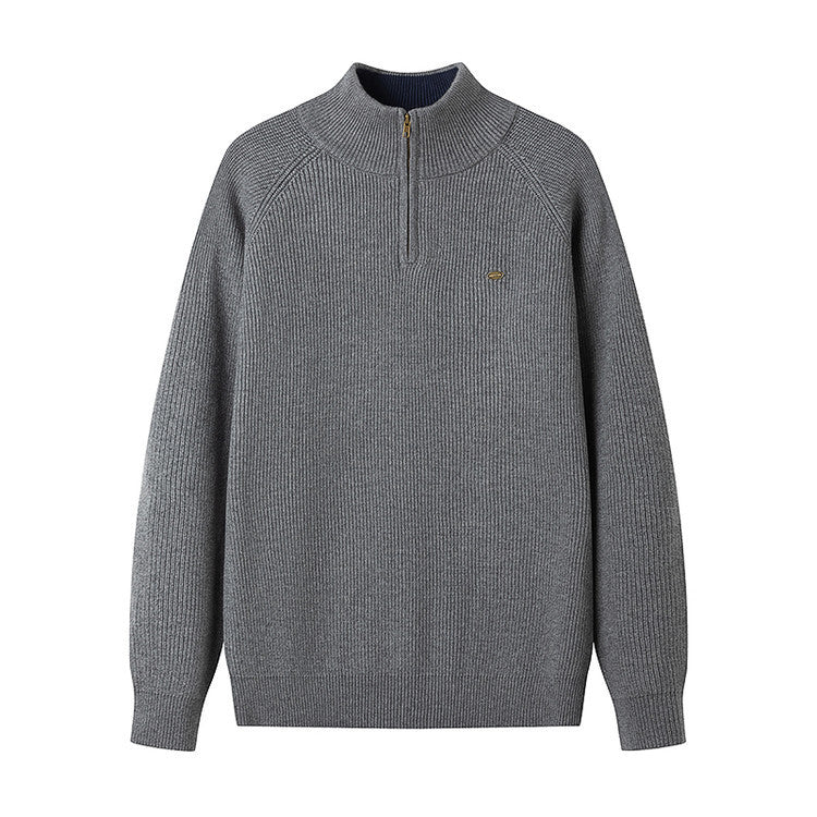 Herren Strickpullover mit halbem Reißverschluss R&B