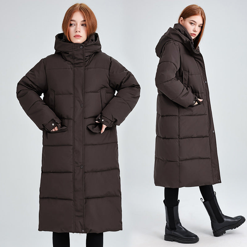 Damen Lange isolierte Winterjacke mit Kapuze und einzippbarem Kragen R&B