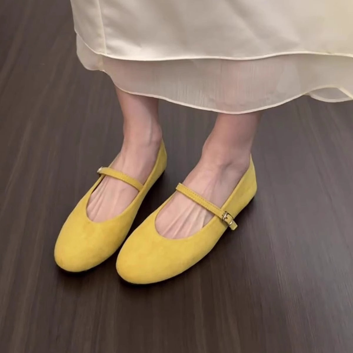Damen Ballerinas mit elegantem Schnallenverschluss und weichem Wildleder R&B