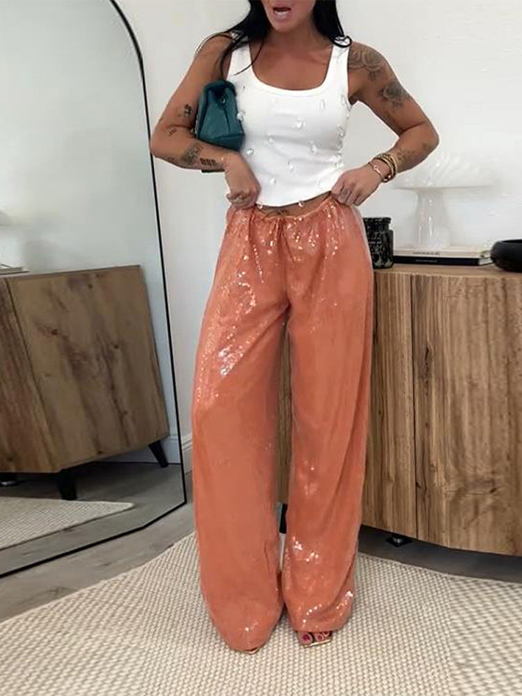 Damen Glitzernde Palazzo-Hose R&B