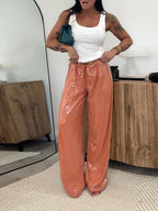 Damen Glitzernde Palazzo-Hose