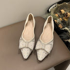 Damen elegante Ballerinas mit funkelndem Schleifendetail R&B