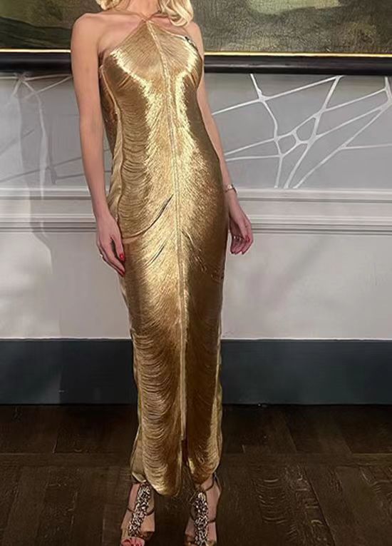 Damen Langkleid mit raffiniertem Schlitz und elegantem Kragen R&B