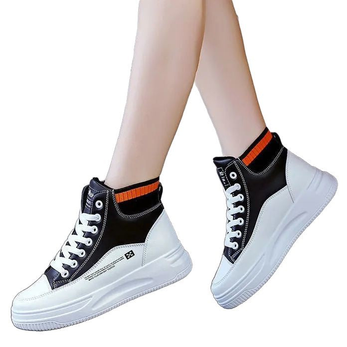 Damen Hohe Sneakers mit rutschfester Profilsohle und modischem Strickkragen
