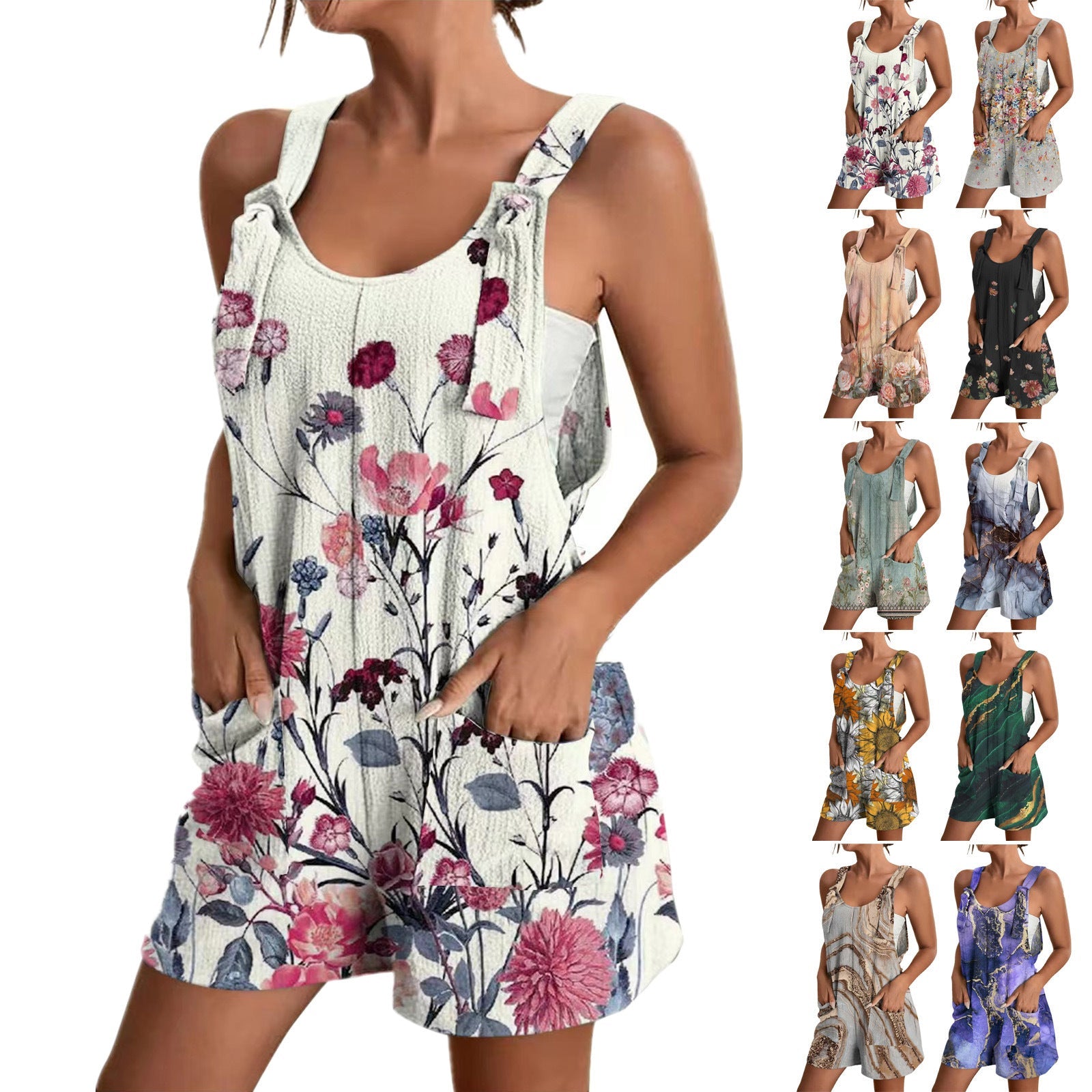 Damen lässiger Overall mit floralem Design und praktischen Taschen R&B