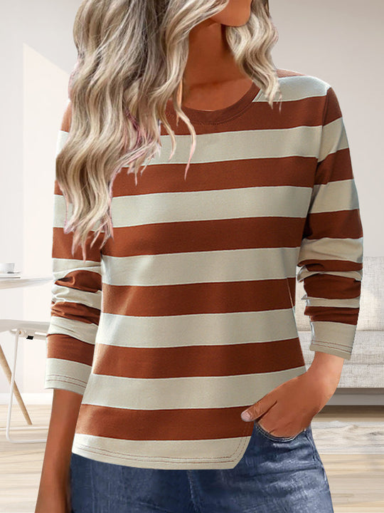 Damen Langarmshirt mit modernem Streifenmuster und bequemer Passform R&B
