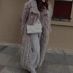 Damen Flauschiger Oversized-Mantel aus Kunstpelz R&B