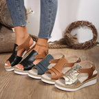 Damen Wedge-Sandalen mit modischem Verschluss und komfortablem Fußbett R&B