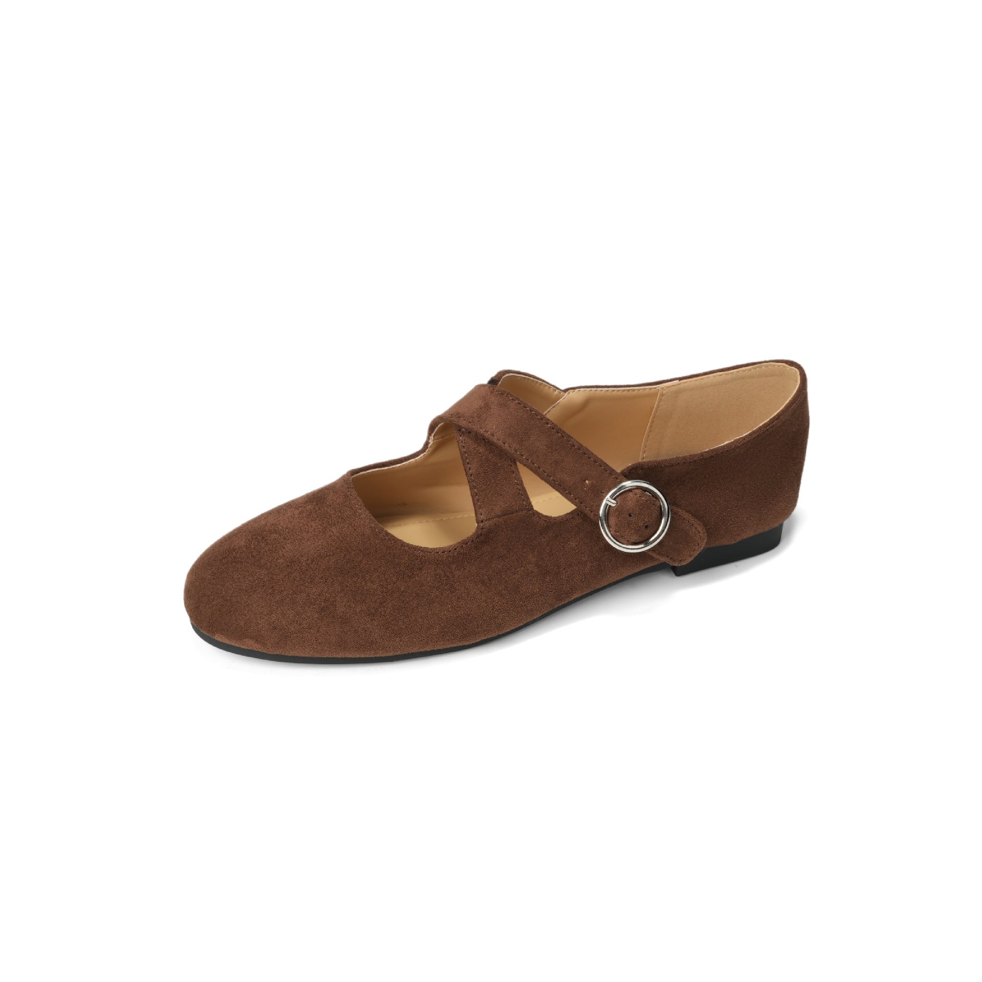 Damen Ballerinas mit modernem Riemen und eleganter Schnalle