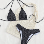 Damen Triangel-Bikini-Set mit verspielten Punkten R&B