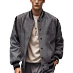 Herren nan leichte Collegejacke im Varsity-Look mit Druckknopfverschluss Rippbündchen und Kontrast-Schulterbesatz R&B