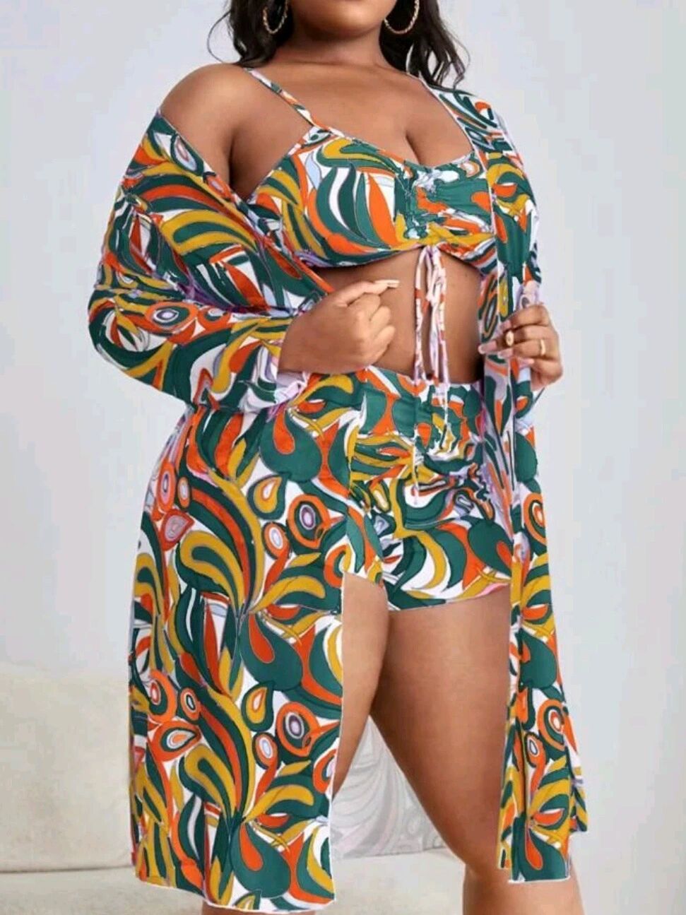Damen Zweiteiliges Badeset mit durchscheinendem Cover-Up R&B