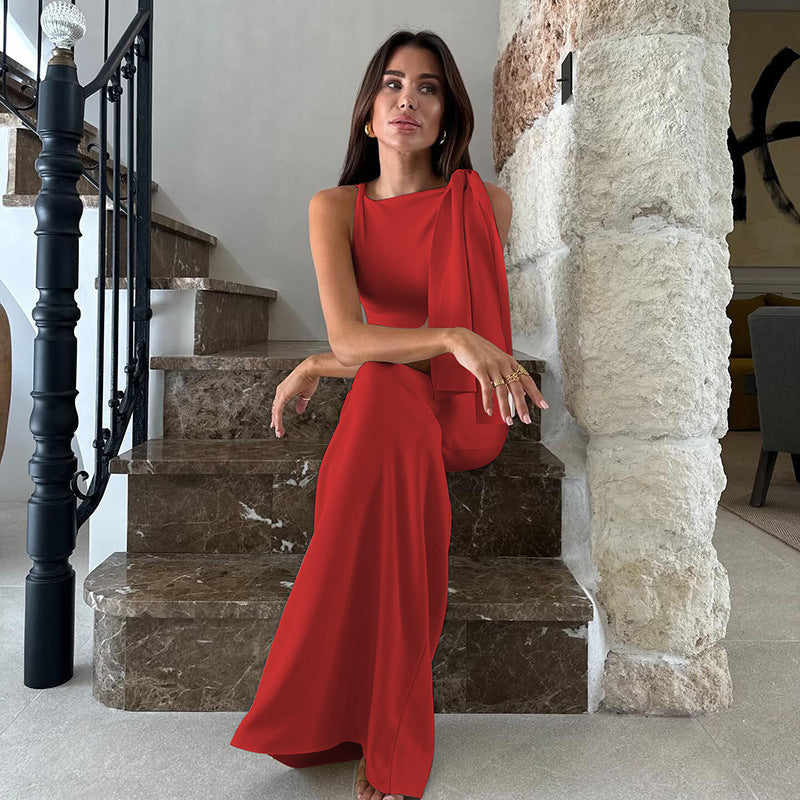 Damen Elegantes Maxikleid mit asymmetrischen Trägerdetails R&B