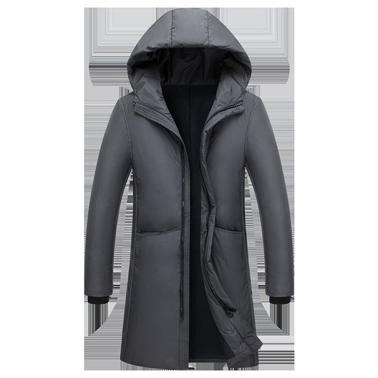 Damen lange Steppjacke mit großzügiger Kapuze und praktischen Taschen R&B