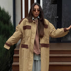 Damen Longline Utility-Jacke mit praktischen Taschen und verstellbarem Taillenzug R&B