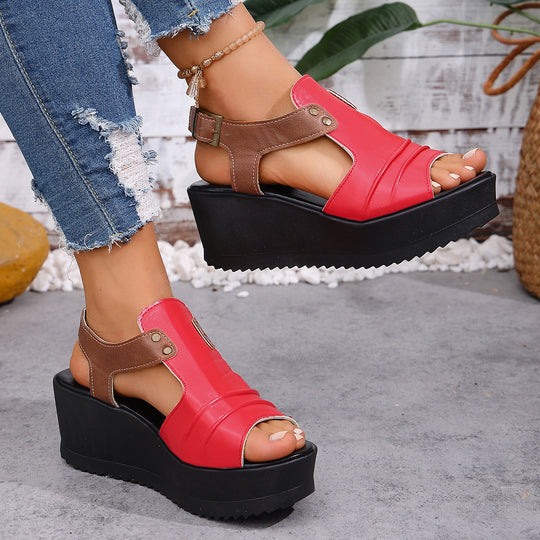 Damen Wedge-Sandalen mit öffnenden Riemen und komfortablem Fußbett R&B