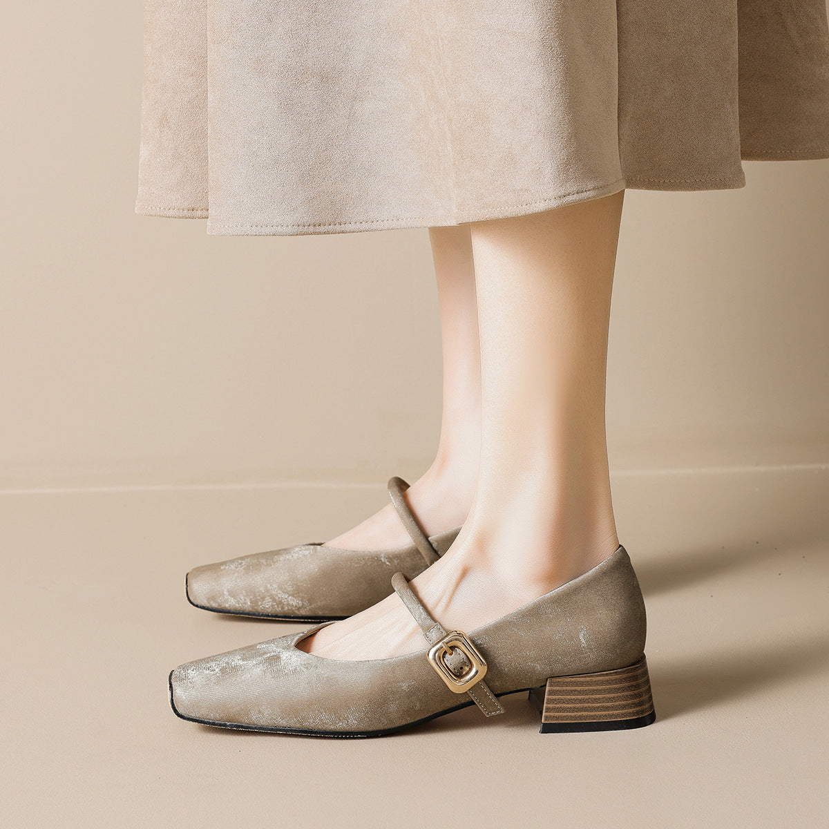 Damen elegante Ballerinas mit modischem Schnallenverschluss