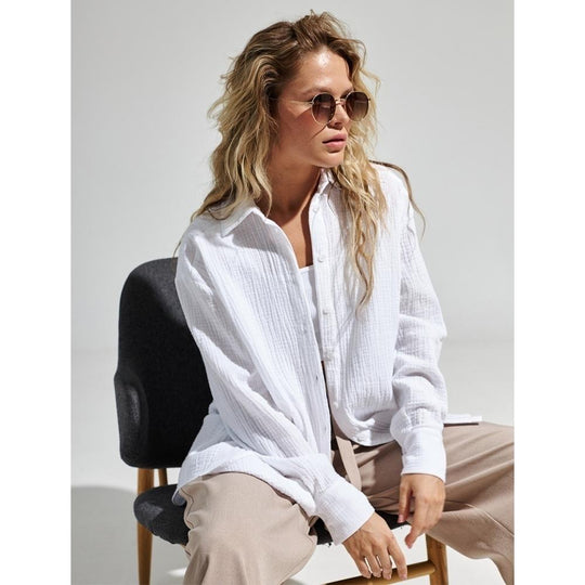 Damen Lässige Bluse im leichten Karo-Design mit langem Arm R&B