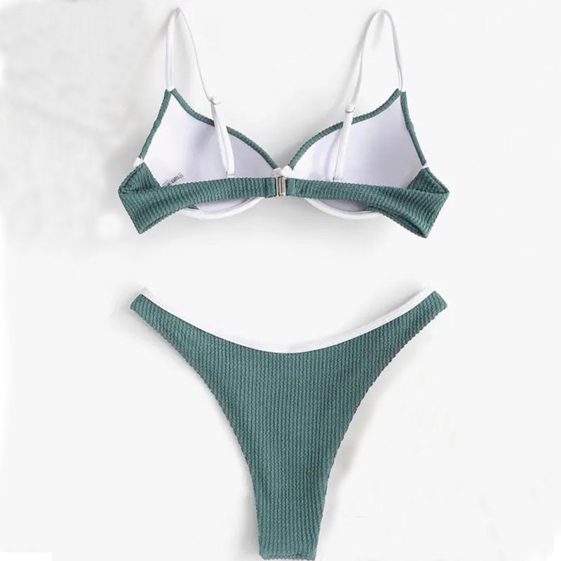 Damen Push-Up-Bikini mit breiten Trägern und elegantem Kontrast R&B