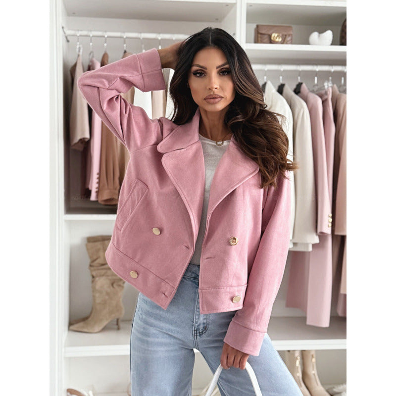 Damen jacke im Biker-Stil mit doppelter Knopfleiste und seitlichen Taschen R&B