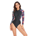 Damen Sportlicher Einteiler mit floralem Design und Reißverschluss