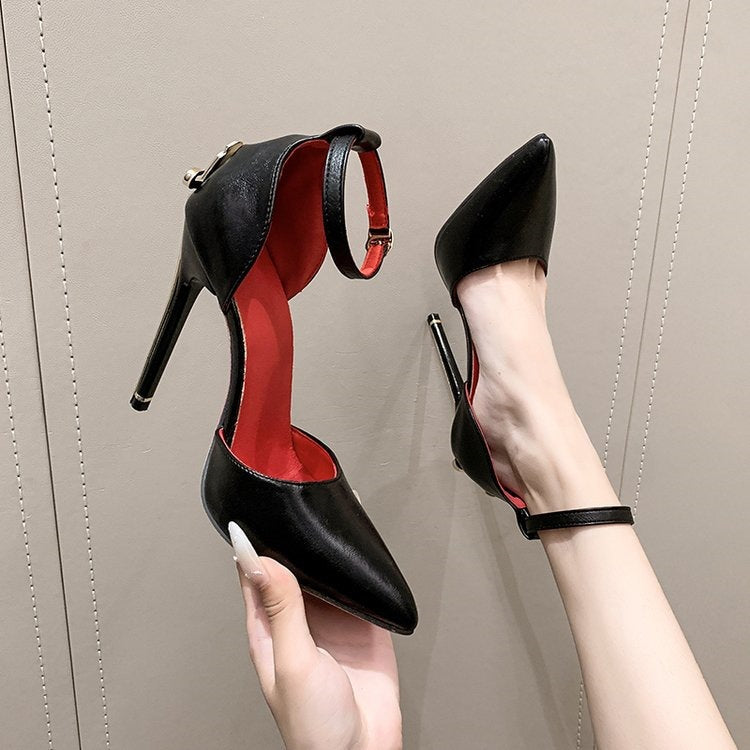 Damen Elegante transparent High-Heel Pumps mit Riemen R&B