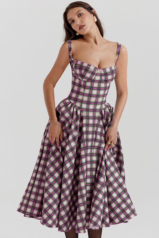 Damen Maxiröckchen mit elegantem Karo-Design und praktischen Taschen R&B