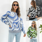 Damen lässiger Pullover mit einzigartigem Wellenmuster R&B