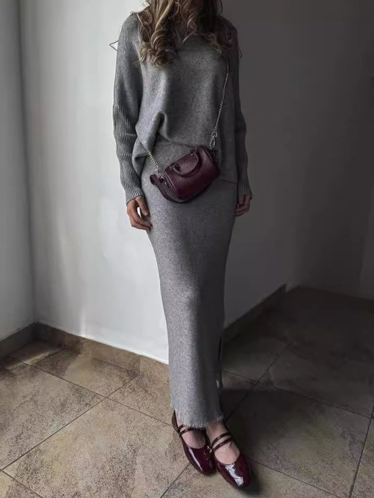 Damen Elegant gestricktes Maxikleid mit lässigem Schnitt R&B