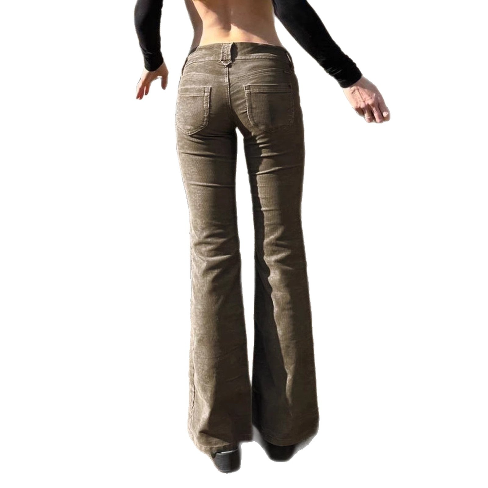 Damen Bootcut-Jeans mit hohem Bund und modischer Stickerei R&B