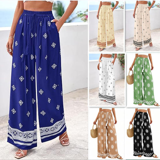 Damen weite Sommerhose mit Boho-Muster R&B