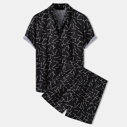Herren modisches Kurzarmhemd und Shorts Set R&B