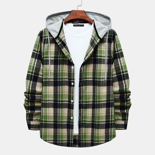Herren Karierte Hemdjacke mit Kapuze und bequemer Passform R&B