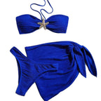 Damen Bandeau-Bikini mit ornamentalem Stern-Detail und modischem Wickelrok R&B
