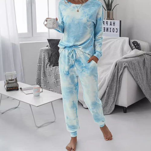 Damen Freizeit-Loungewear Set mit modischem Batikdesign und bequemen Passform R&B