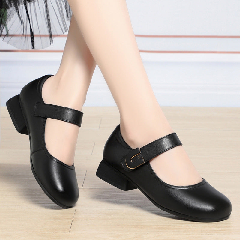 Damen Mary Jane Ballerinas mit elegantem Riemen und komfortablem Blockabsatz R&B