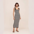 Damen Maxikleid mit gestreiftem Design R&B