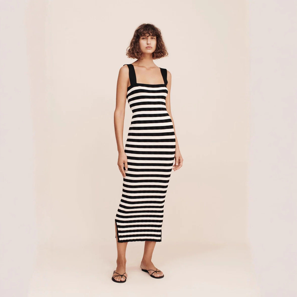 Damen Maxikleid mit gestreiftem Design R&B