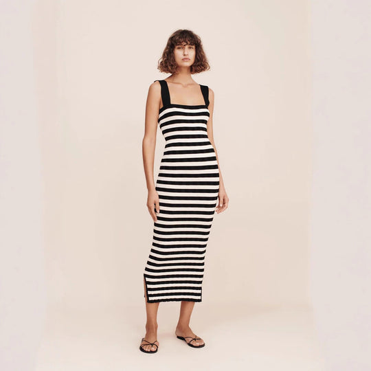 Damen Maxikleid mit gestreiftem Design R&B
