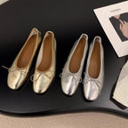 Damen Ballerinas mit funkelnder Metallic-Oberfläche und zartem Schleifendesign R&B