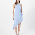 Damen asymmetrisches Wickelkleid mit zarten Rüschendetails EB