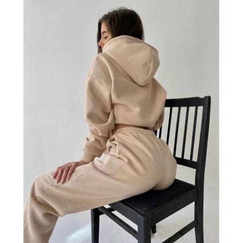 Damen lässiger Kapuzenpullover und Jogginghose Set R&B