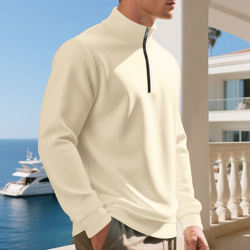 Herren sportlicher Pullover mit halbem Reißverschluss und atmungsaktiver Struktur R&B