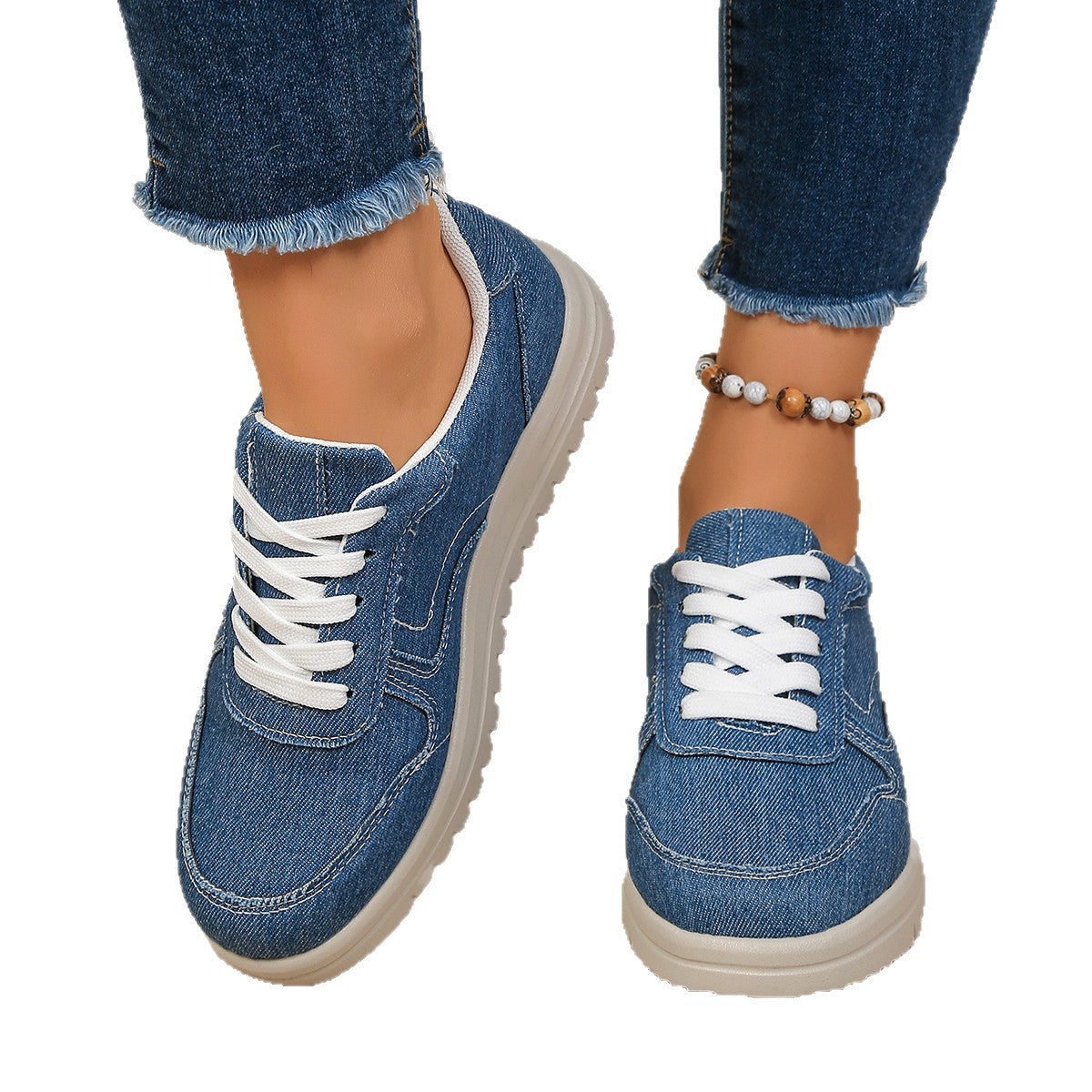 Damen Sneakers im lässigen Denim-Look mit komfortabler Profilsohle R&B